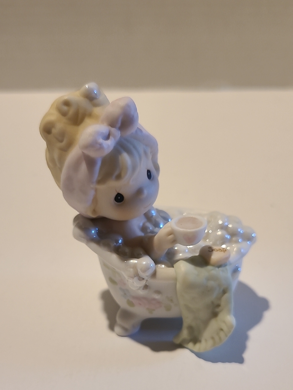 Precious Moments Cream and Pink Bathtub Figurine - Avon Limited Edition